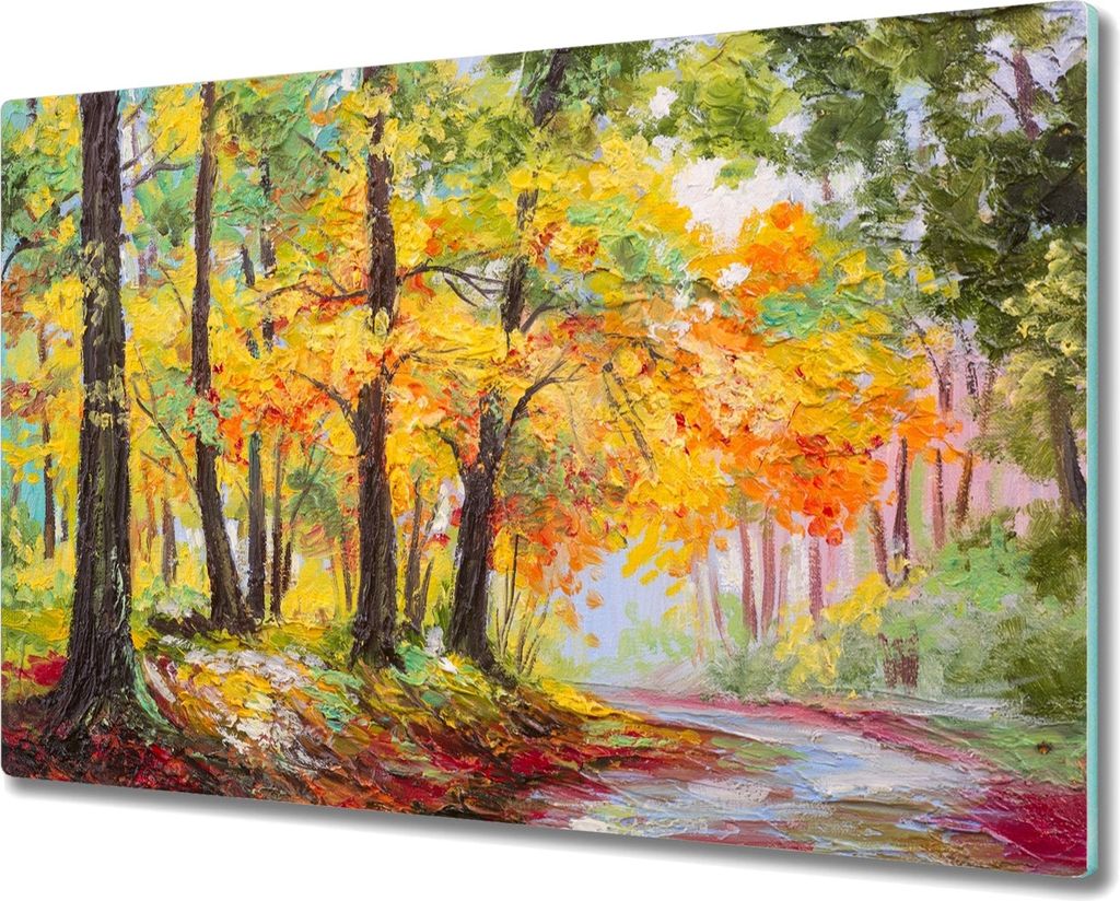 Coloray Küchenbrett Kochplattenabdeckung Hackbrett Schneidebrett Herdabdeckplatte 80x52 cm - Wald verlässt Naturpfad