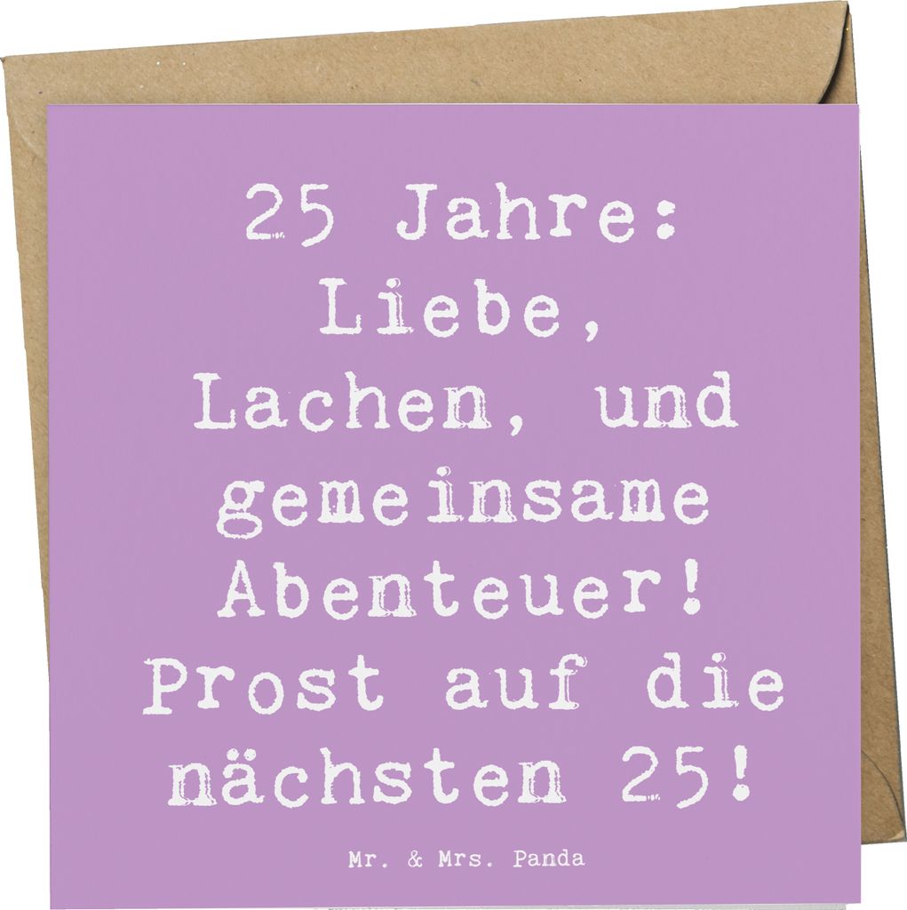 Mr. & Mrs. Panda Grußkarte Spruch 25. Hochzeitstag Silberne Hochzeit - Lavendeltraum - Geschenk, faltkarte, Glückwünsche, Glückwunschkarte, Ges...