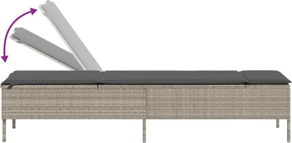 Transat Bain de Soleil en Polyrotin Gris Clair avec Petite Table vidaXL