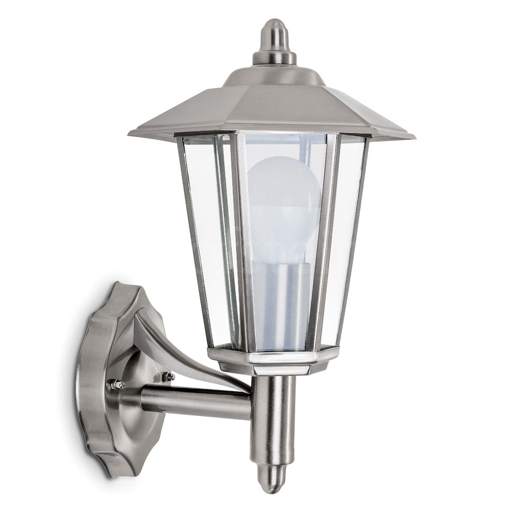 Vado »Vado« moderne Außenwandlampe aufwärts aus Metall u. Glas in Edelstahl