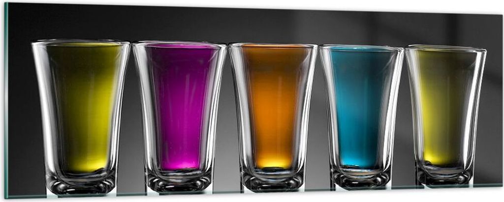 Bilder auf glas - Gläser Alkohol trinken Saft - 90x30cm - Glasbilder - Wandbilder - Kunstdruck - zum Aufhängen bereit - Wanddekoration aus Glas -...