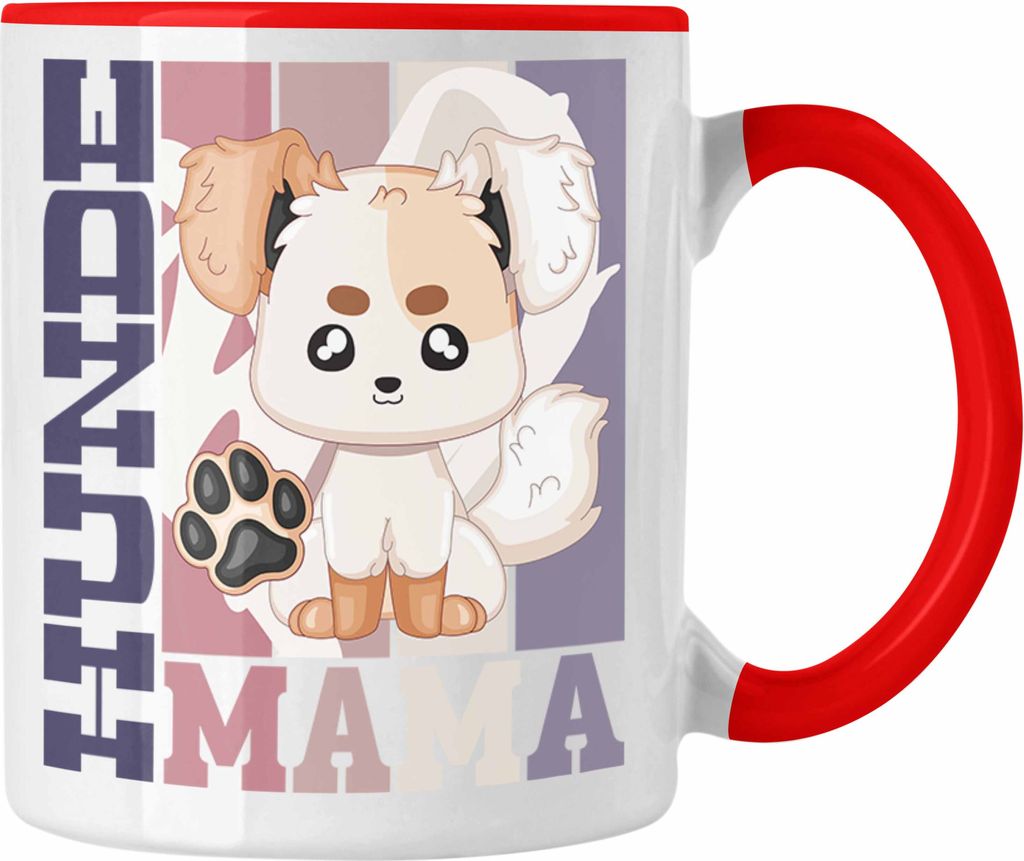 Trendation - Hunde Mama Tasse Geschenk für Hunde Besitzerin Spruch Geschenkidee (Rot)