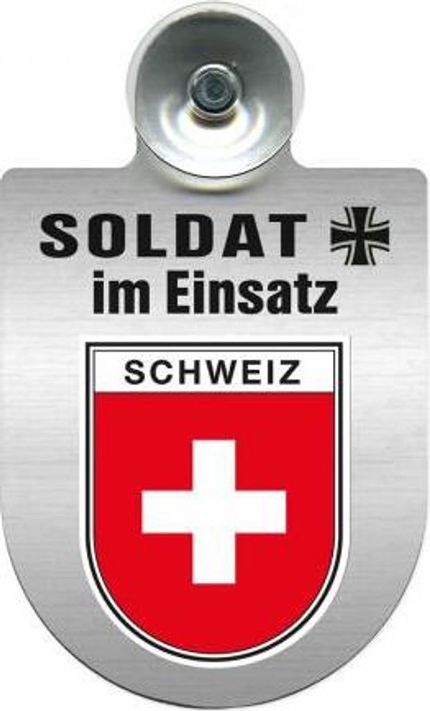 Einsatzschild mit Saugnapf - Soldat im Einsatz - incl. Regionenwappen 309392 Color - Region Schweiz