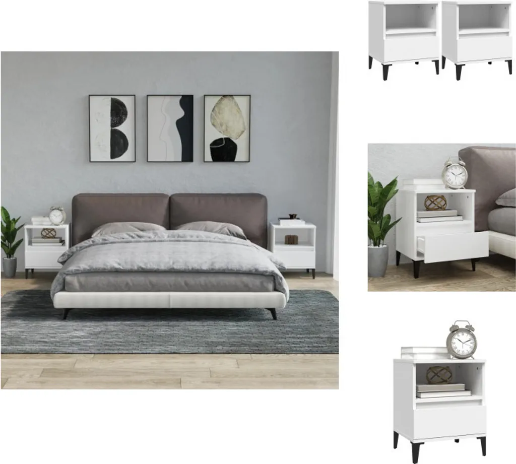 vidaXL Comodini 2 pz. Bianco 40x35x50 cm - Armadi
