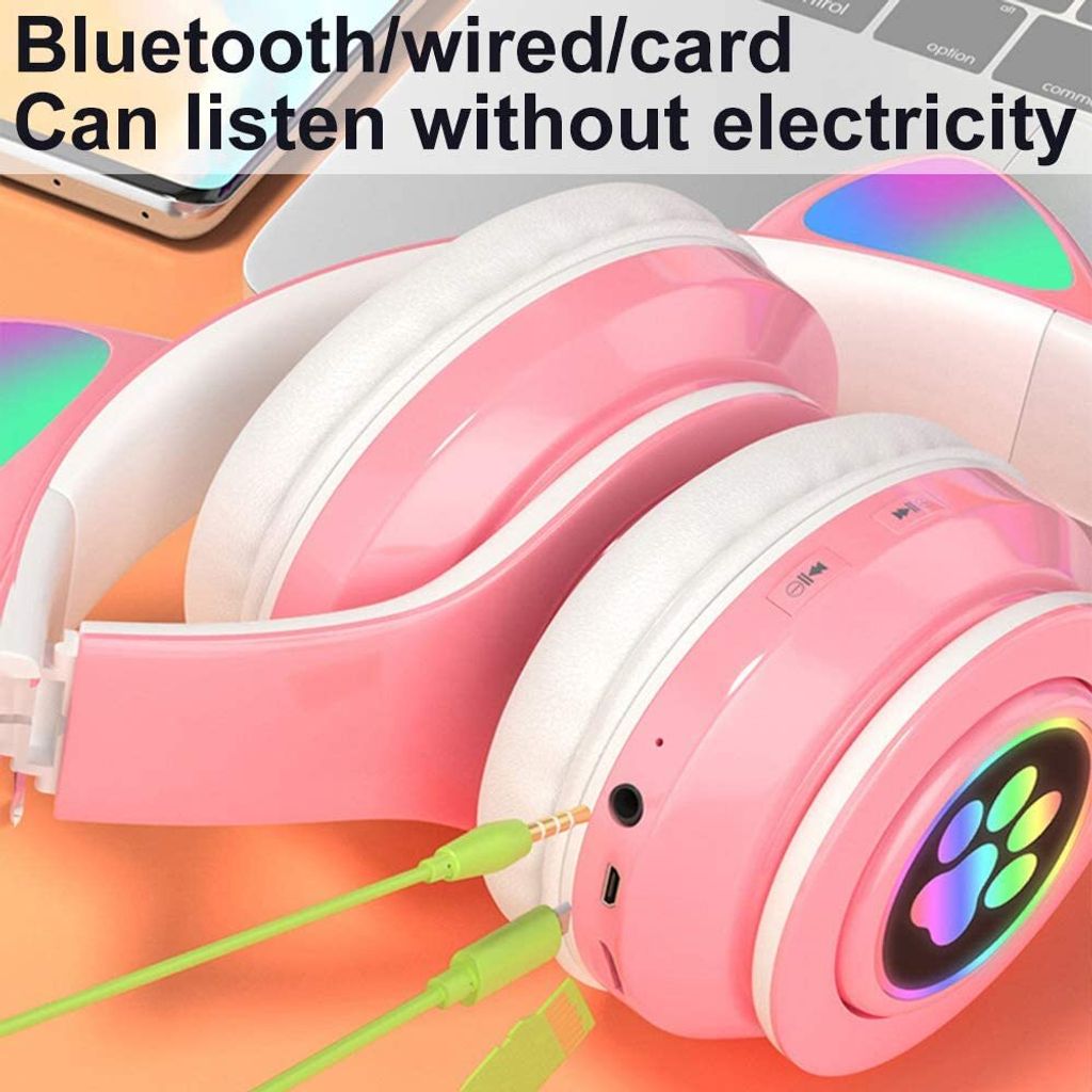 Katzenohr Kopfhörer Bluetooth drahtloser Stereo LED Licht Produktbild 6