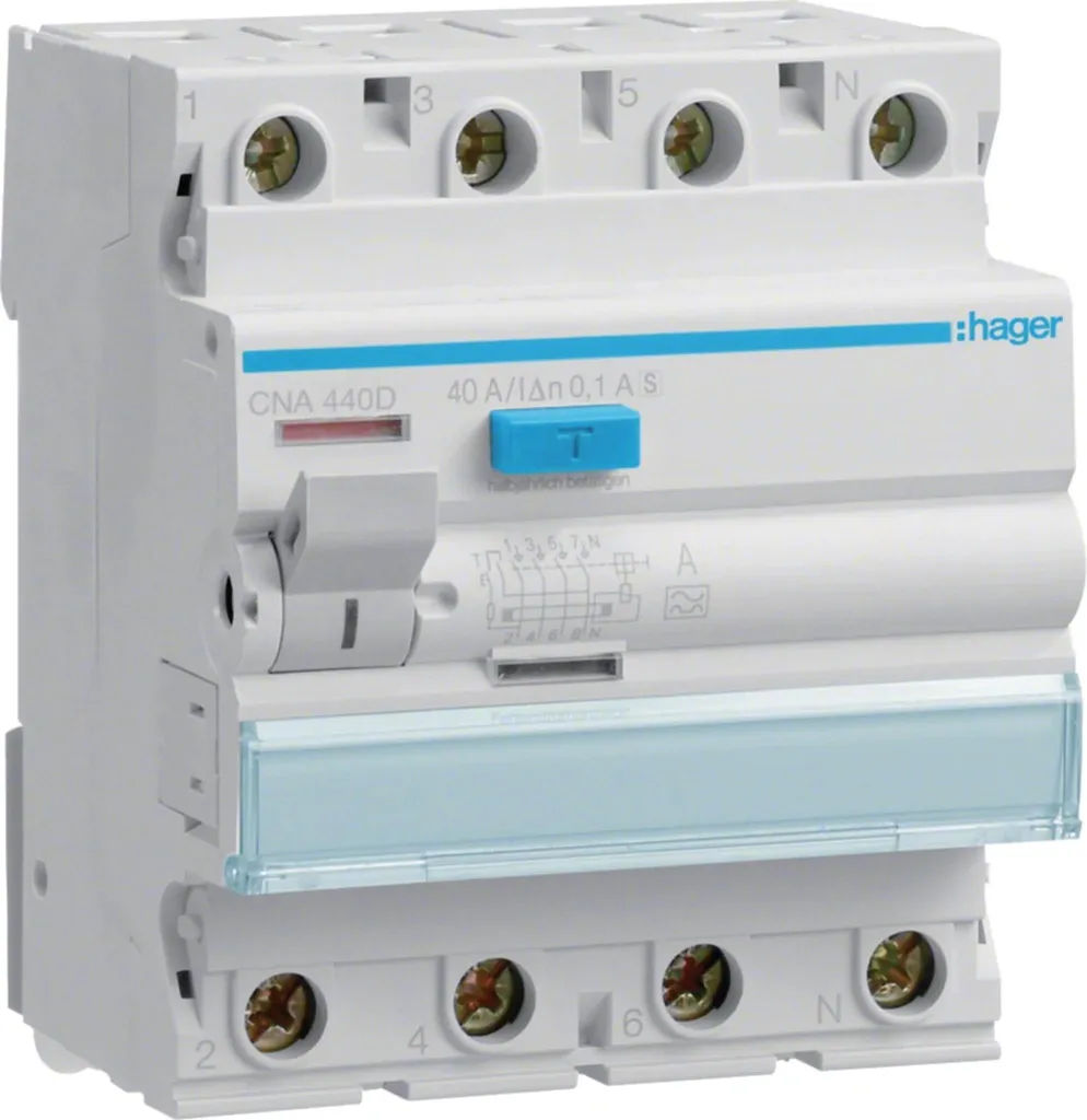 Protection différentielle triphasée Hager 40A pour réseaux 4P
