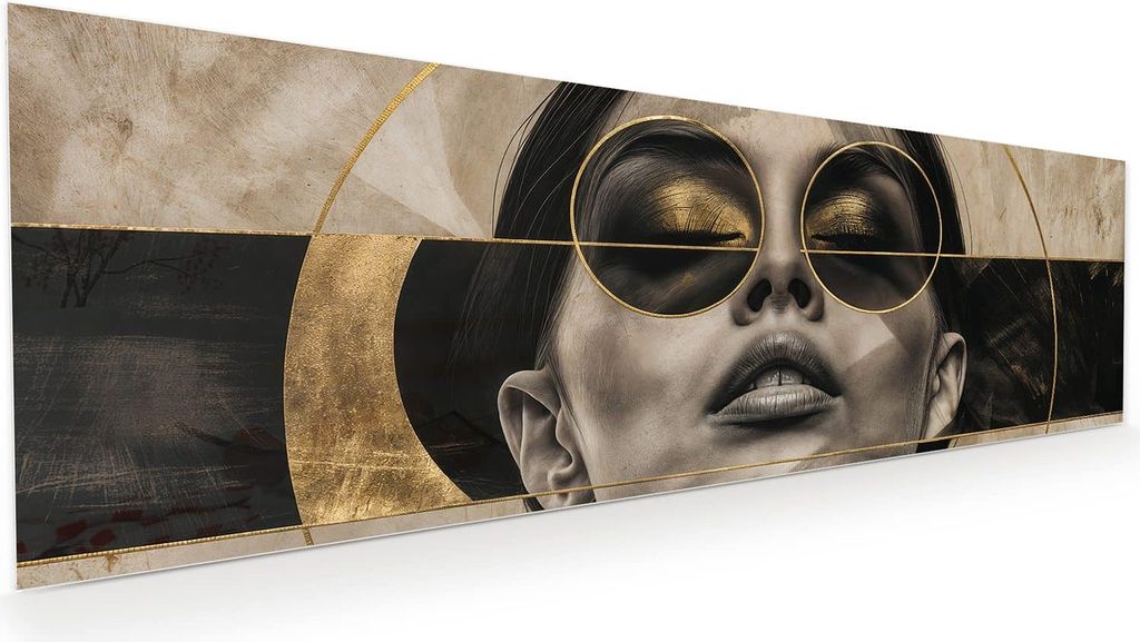 Glasbild 120x40cm in XXL für Wohnzimmer, Schlafzimmer Motiv Abstrakte Sonnenbrille