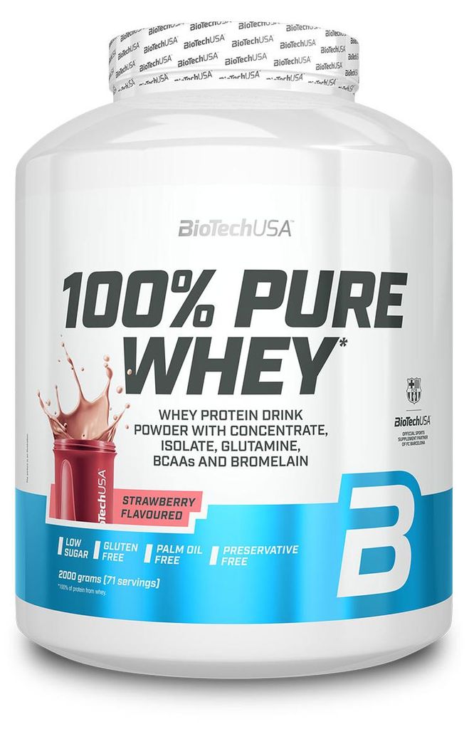 BioTech USA 100% Pure Whey 2000g Dose Erdbeere Produktbild 