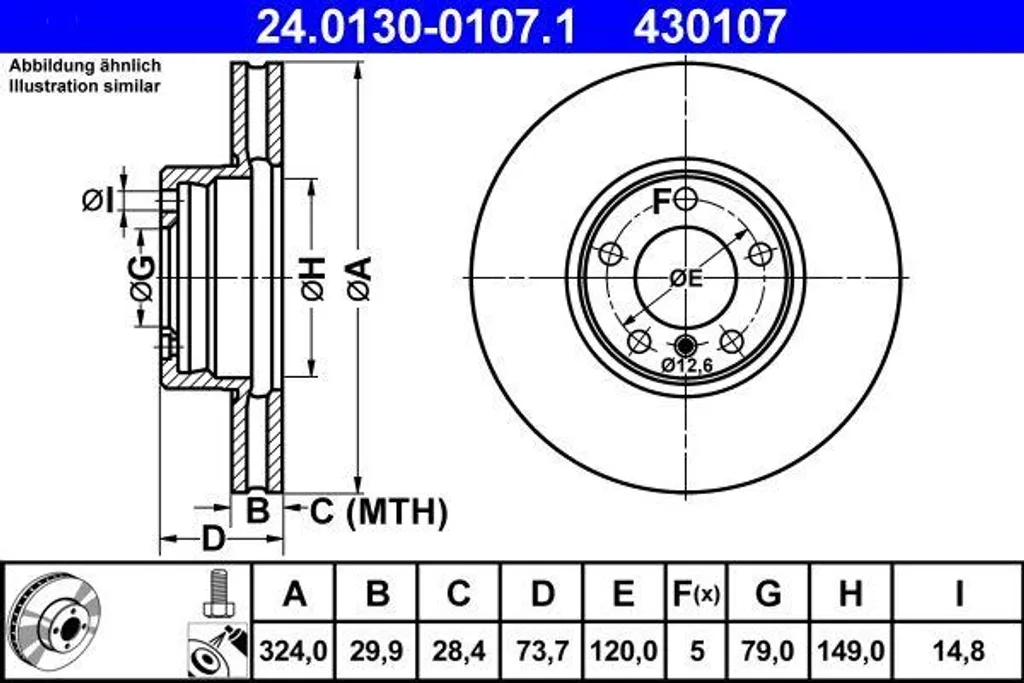 Disque de frein ATE E39 anti-vibration et corrosion OE 34111165859