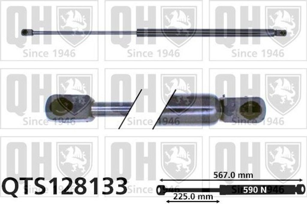 QUINTON HAZELL QTS128133 Gasfeder Heckklappendämpfer für FORD FIESTA III (GFJ) 567mm