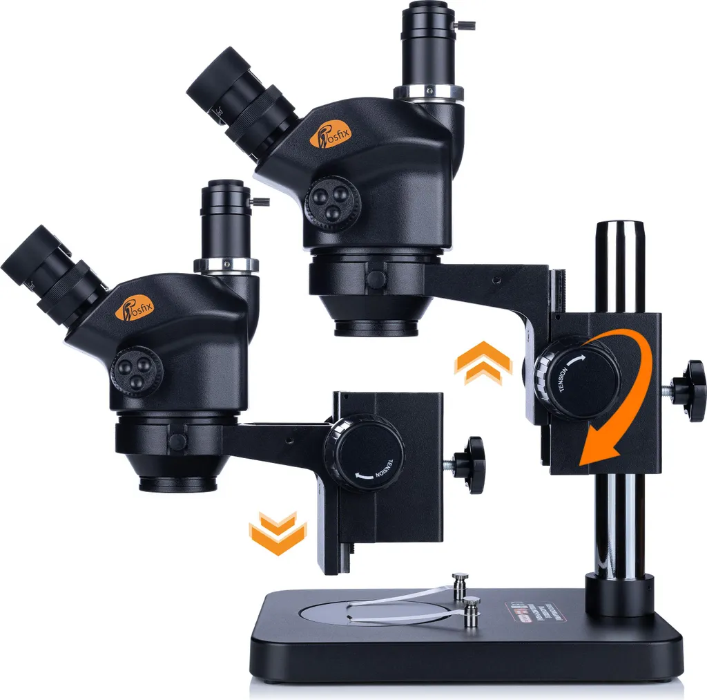 Microscope Trinoculaire Stéréoscopique Rosfix pour Électronique et Labo 7-45x - 8