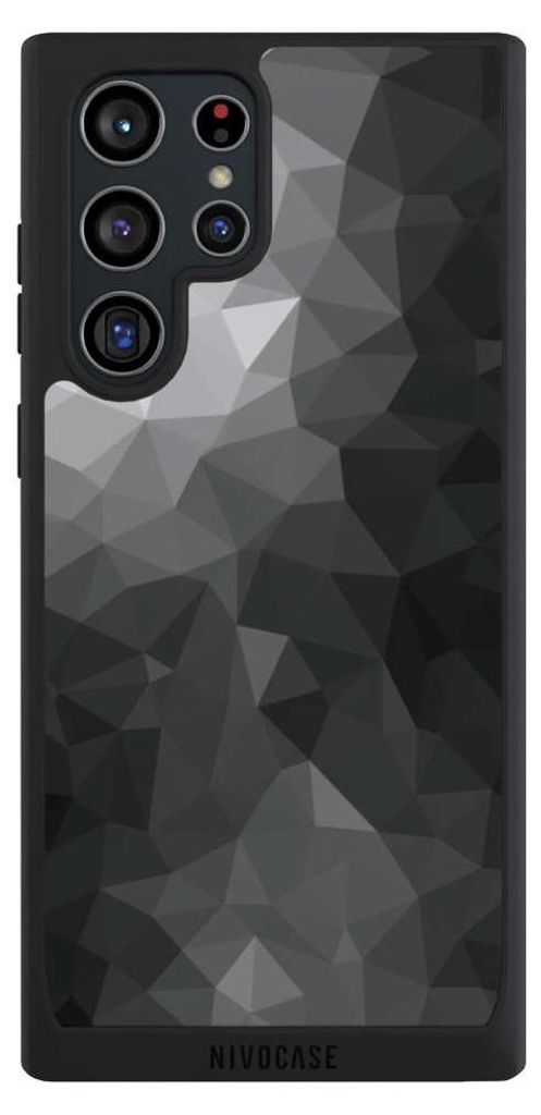 NIVOCASE Handyhülle für Samsung Galaxy S22 Ultra Hülle NIVOpure Case Schwarz Mosaik Muster Tarnmuster