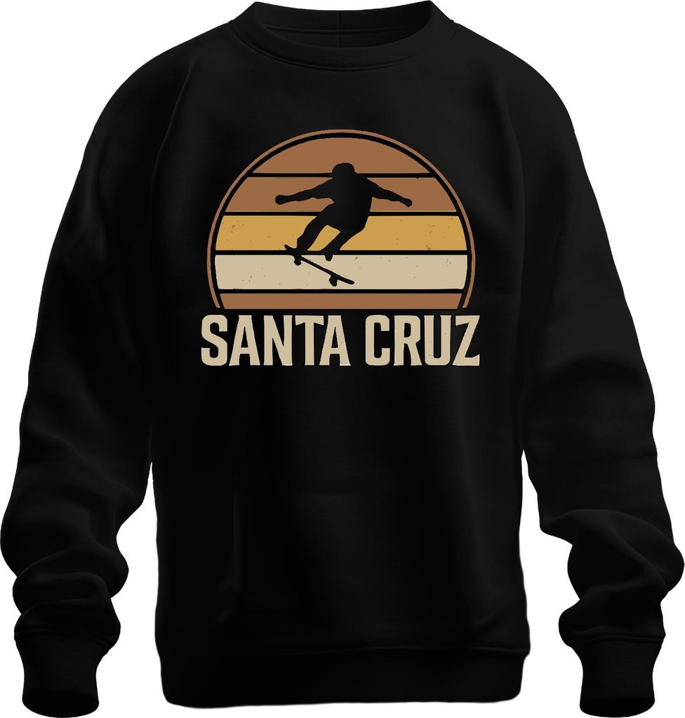 Santa Cruz Skateboard Retro Skater Vintage Sunset Surfer Cali Uni Sweatshirt Pullover, Schwarz, M