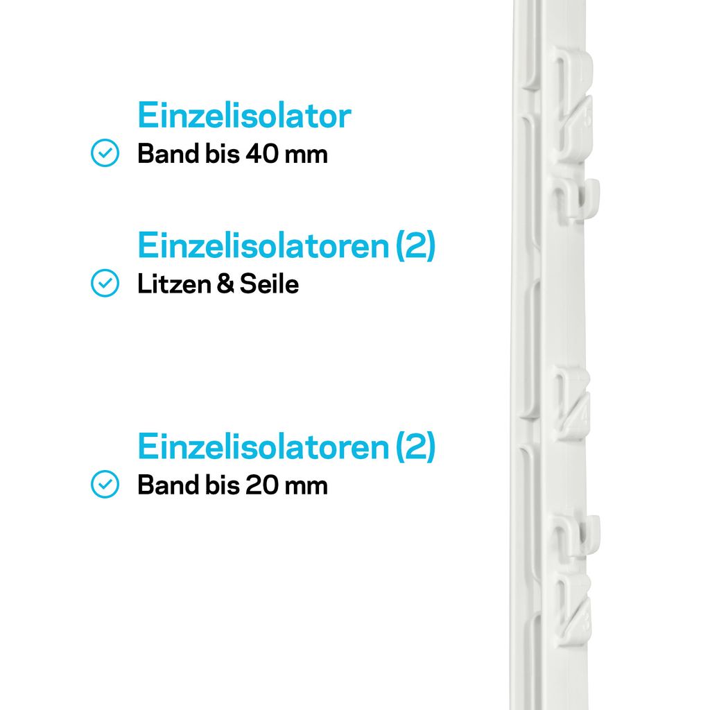10x Pulsara Kunststoff-Weidezaunpfahl PRO - 1,05 m weiß