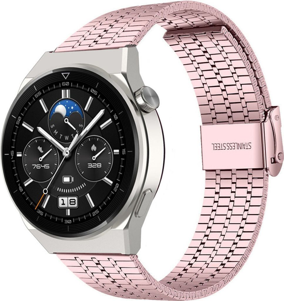 Strap-it Stahlarmband - Kompatibel mit Huawei Watch GT 3Armband 46mmHochwertiger EdelstahlHuawei watch strap Armband mit faltschließe für 22mmArm...