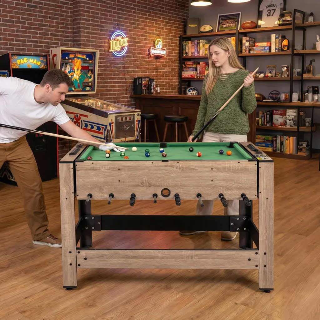Table de jeu pivotante 2 en 1 avec structure en bois robuste