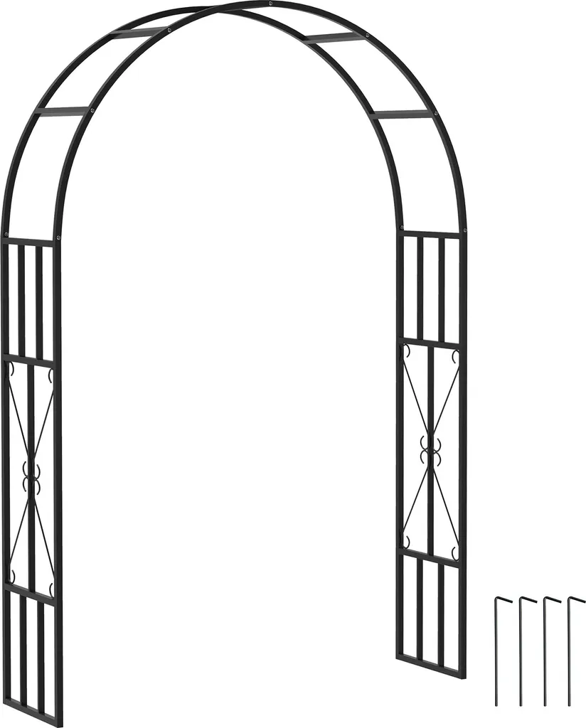 Outsunny Arche de Jardin en Acier Noir pour Rosiers et Vignes 150x40cm