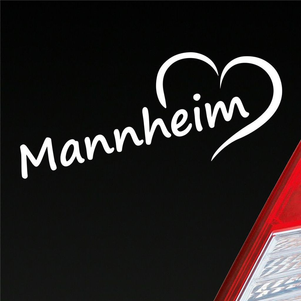 Auto Aufkleber Mannheim Herz Heart Stadt City Liebe Love 20x8 cm Weiss Matt Sticker Heckscheibenaufkleber
