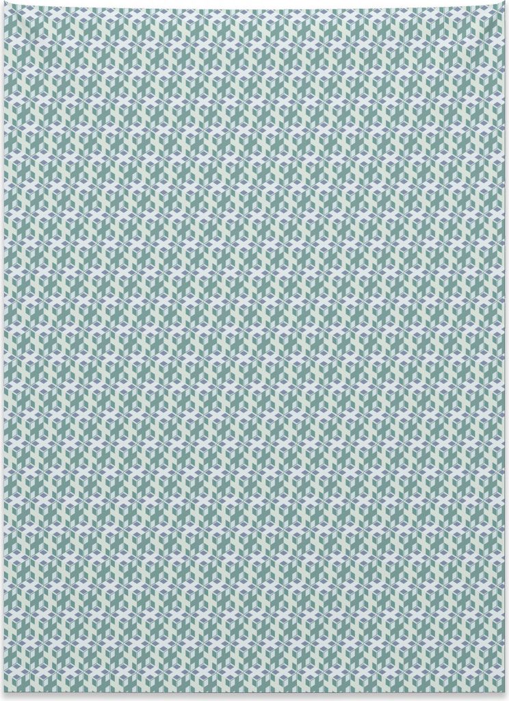 Abakuhaus Geometrisch Wandteppich, Würfel-Quadrate aus Weiches Mikrofaser Stoff Kein Verblassen Klare Farben Waschbar, 110 x 150 cm, Reseda Grün ...