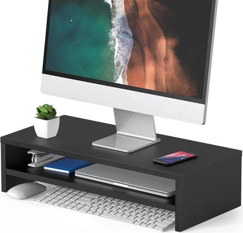Support d'écran pour bureau et PC portable noir idéal pour télétravail