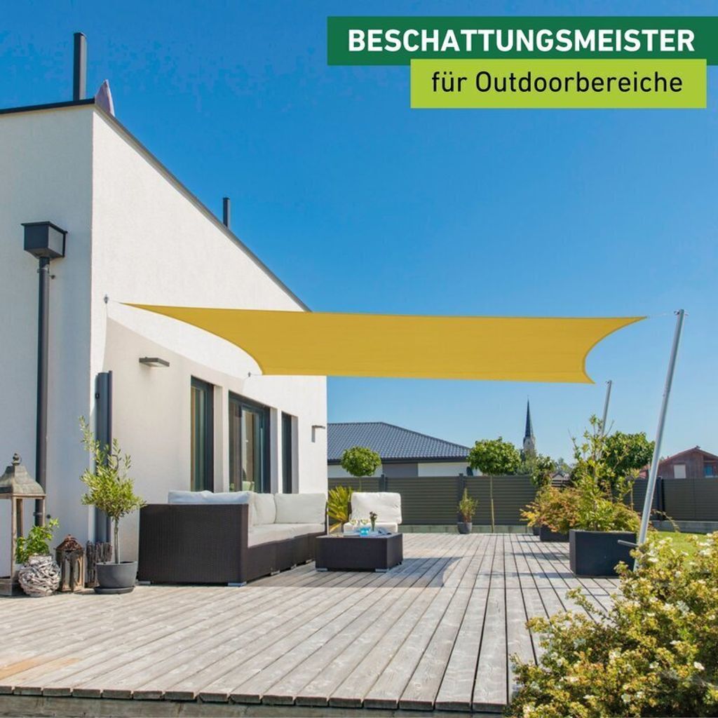 Sonnensegel Rechteck, 3x4m, gelb, wasserabweisend