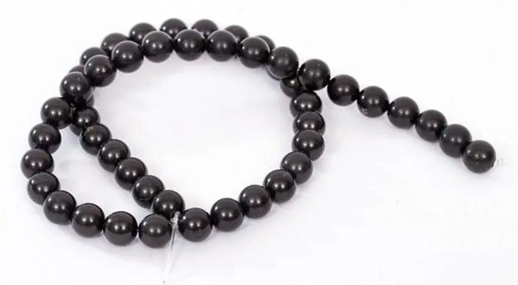 Bijou en pierre naturelle collier shungite perles 8 mm anti ondes CEM