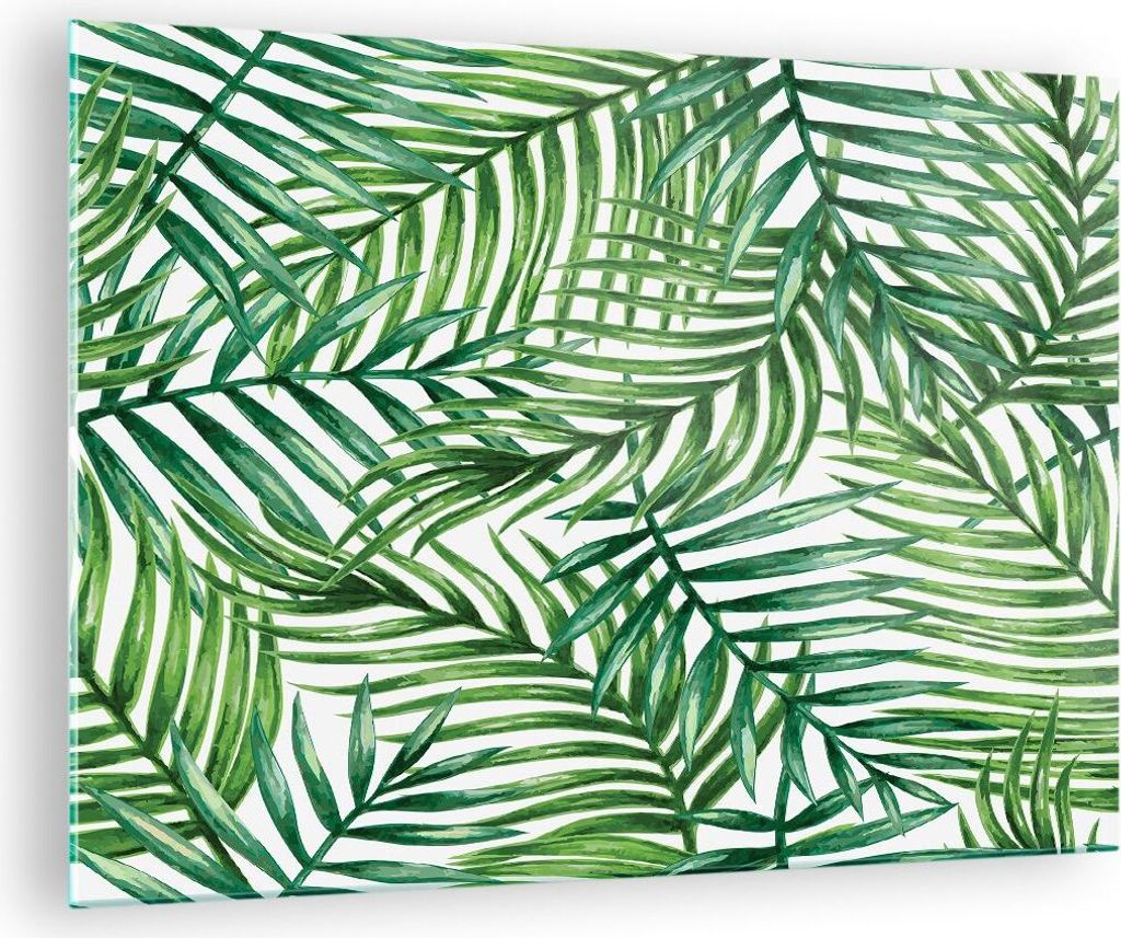 Bilder auf glas - Palme Blatt grün - 70x50cm - Glasbilder - Wandbilder - Kunstdruck - zum Aufhängen bereit - Wanddekoration aus Glas - Glas Bilde...