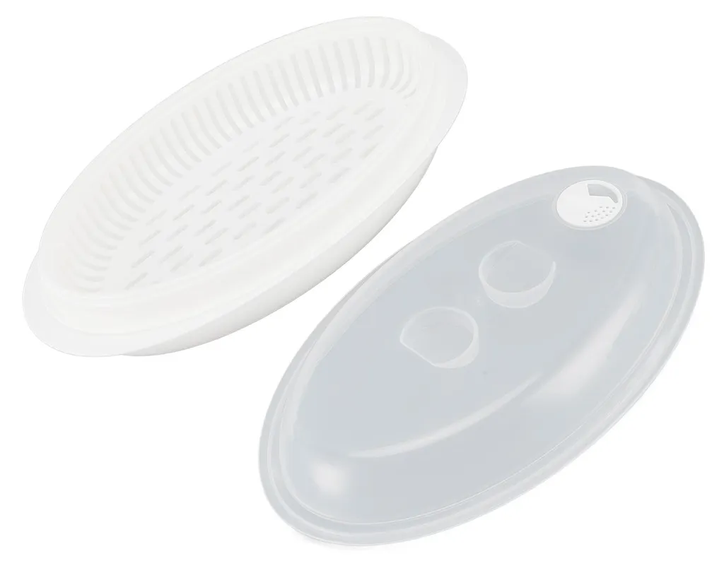 Plat à poisson avec couvercle micro-ondes - Récipient PP 30cm, Bleu