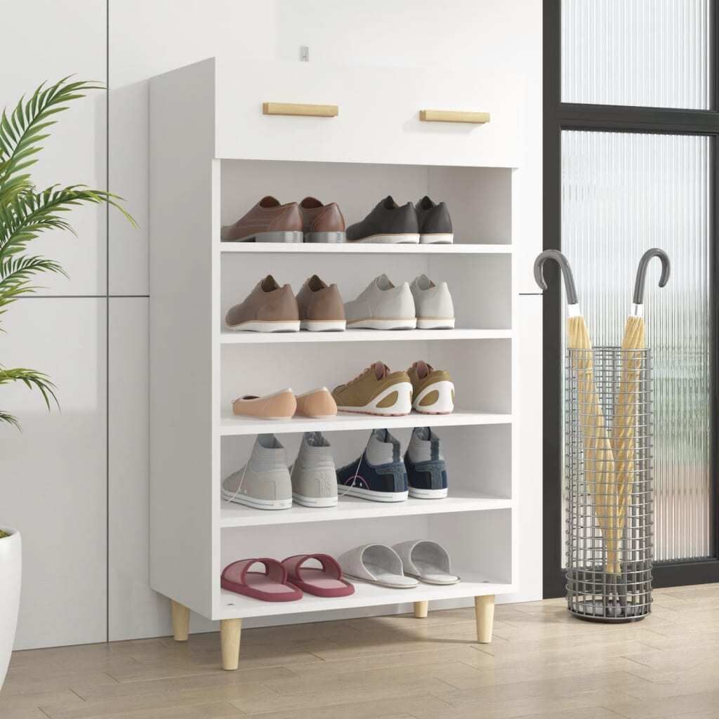 The Living Store Schuhschrank Weiß 60x35x105 cm Holzwerkstoff