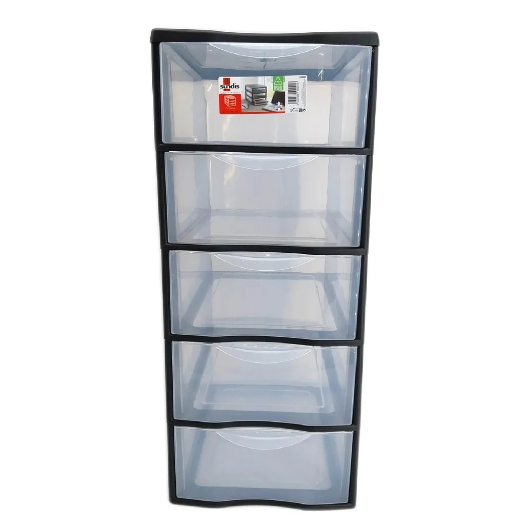 Meuble de Rangement Bureau 5 Tiroirs A4 Orgamix - Colonne Plastique 61 cm