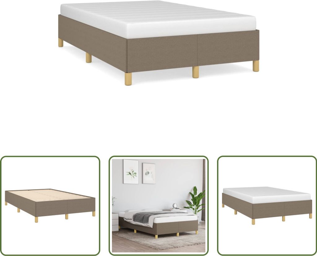 The Living Store Bettgestell Taupe 120x190 cm Stoff
