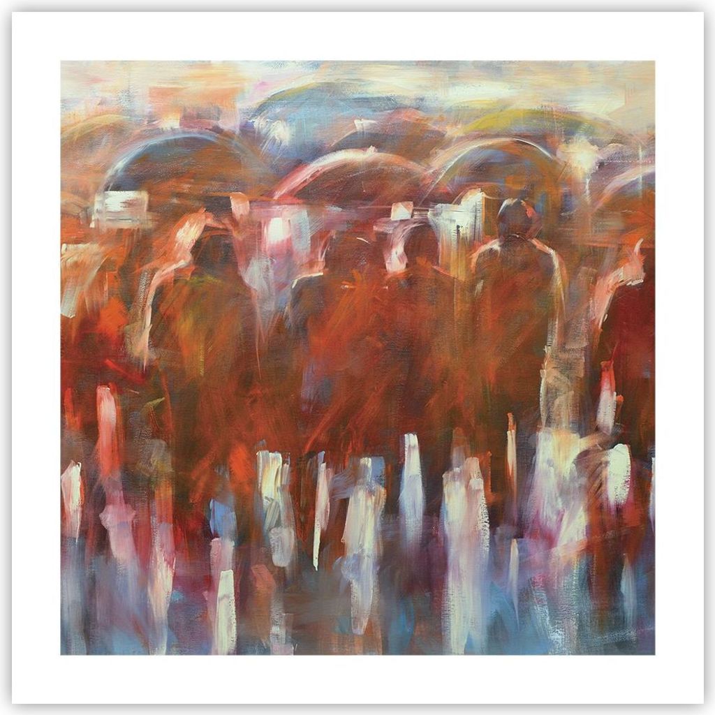 Poster - Poster ohne Rahmen - Regenschirme Menschen Handwerk - 50x50 cm - Wand Bild - Wanddeko - Wandbilder - Kunstposter - Wandposter - Bilder - K...