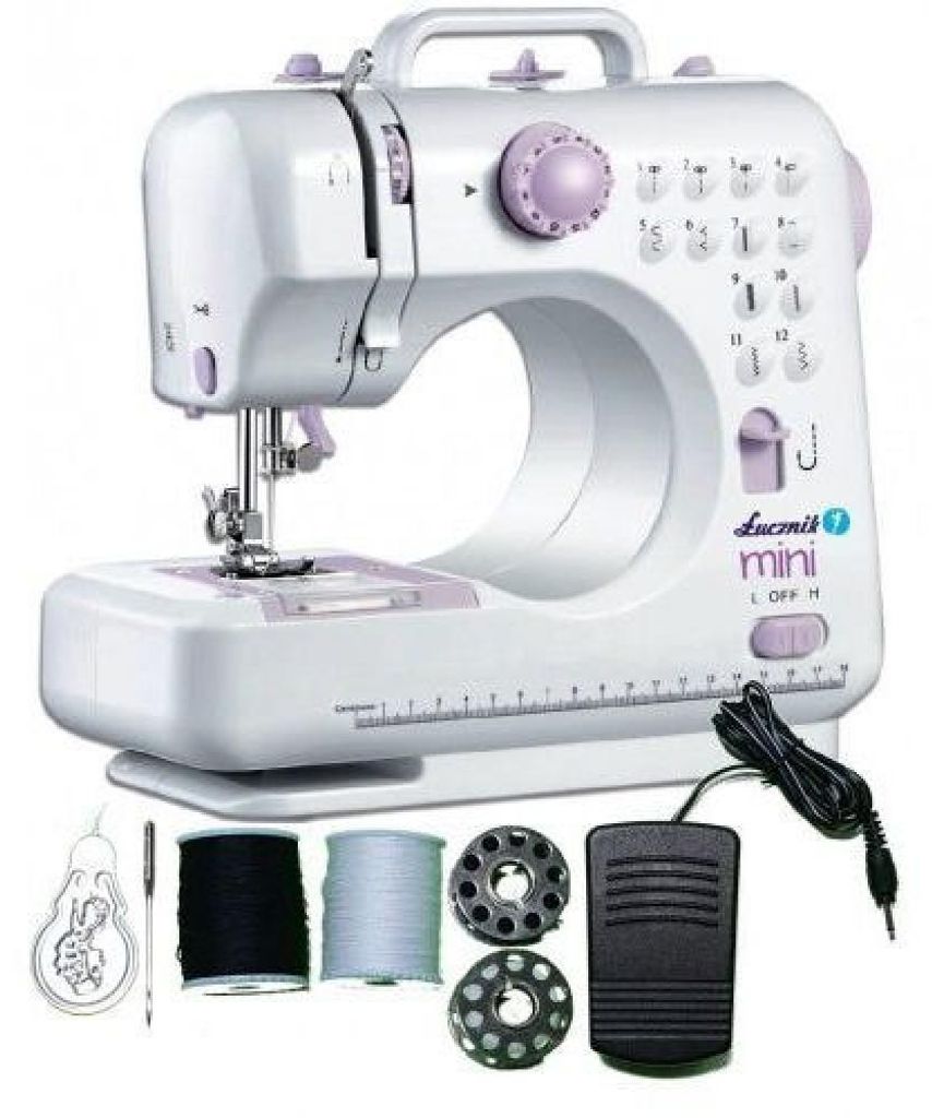 Łucznik Mini, Pink, Weiß, Halbautomatische Nähmaschine, Produktbild 