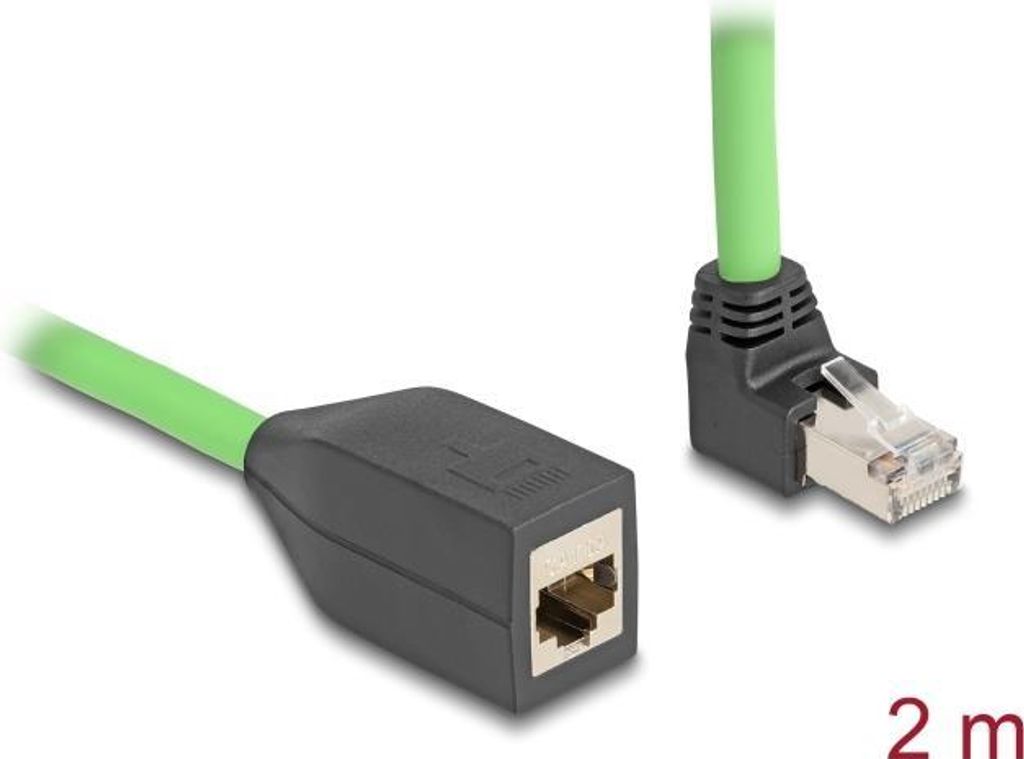 Delock - Netzwerkverlängerungskabel - RJ-45 (M) nach oben angewinkelt zu RJ-45 (W) - 2,0m - 6,8 mm - SF/UTP - CAT 6a -