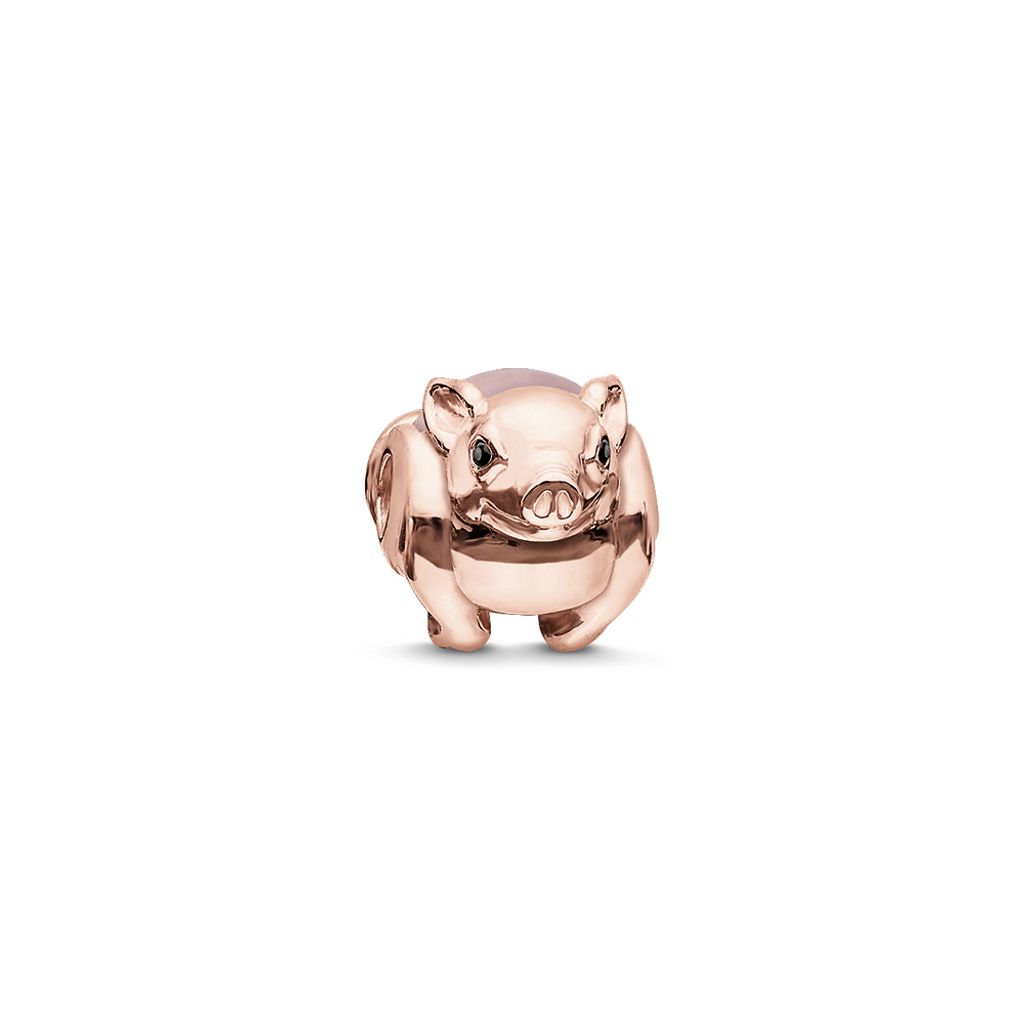 Thomas Sabo Damen Bead 925 Silber Rosegold/Rosa Schweinchen K0197-417-9