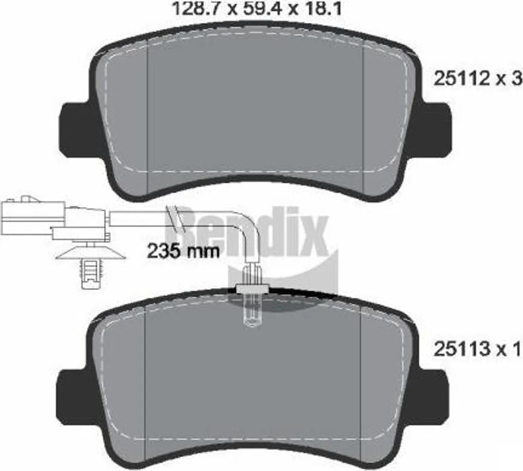 Jeu plaquettes avant BENDIX BPD1026 - Nissan NV400 Opel Movano Master