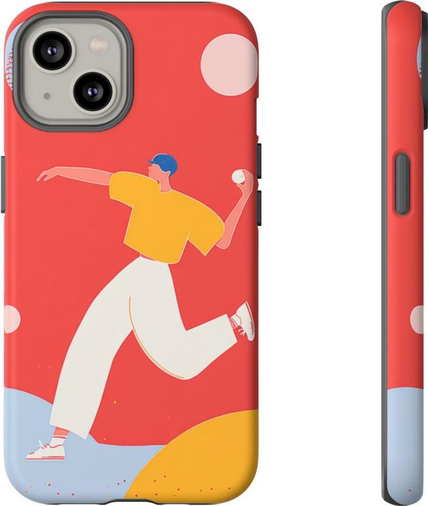 Minimalistische Baseballspieler-Illustration – Hülle Kompatibel mit iPhone 14