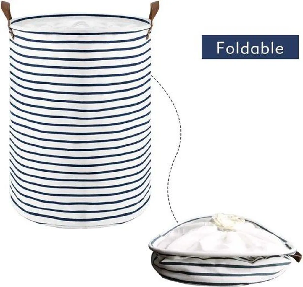 Bassine à linge en coton bleu de 45 cm pliable et gain de place total