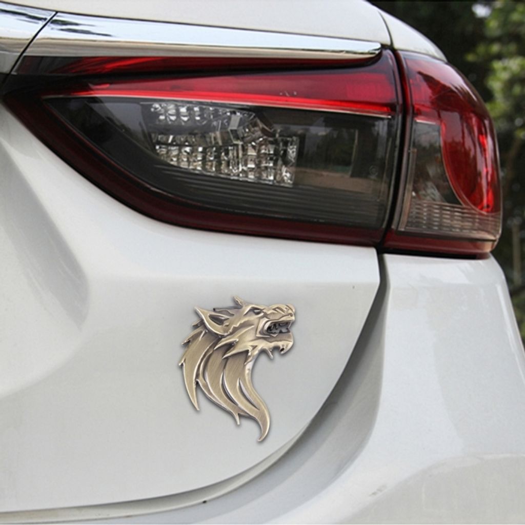 Wolf Head Shape Glänzendes Metall Auto Free Sticker(Gold)
