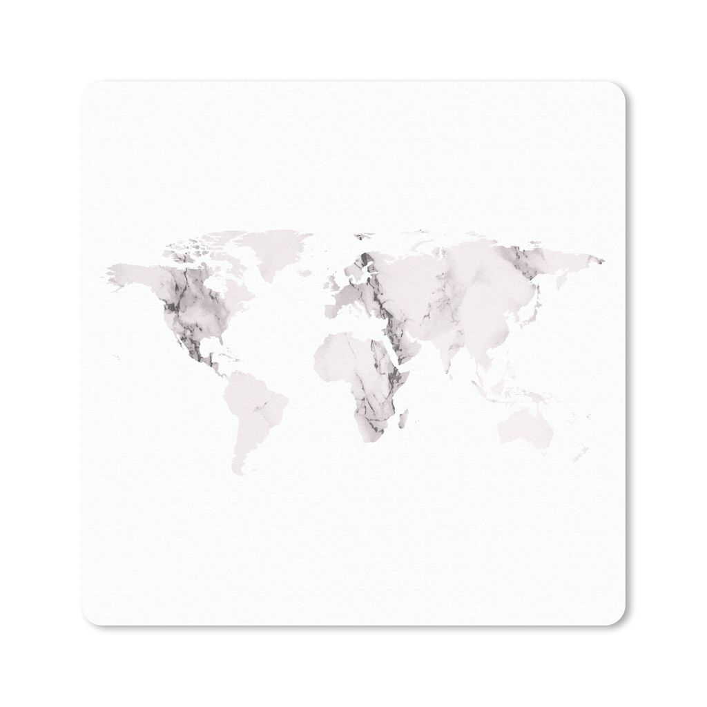 MuchoWow Mauspad Mousepad Weltkarte - Weiß - Marmor 30x30 cm - Mousepads - Maus Mat - Pad - Mausunterlage - Gaming