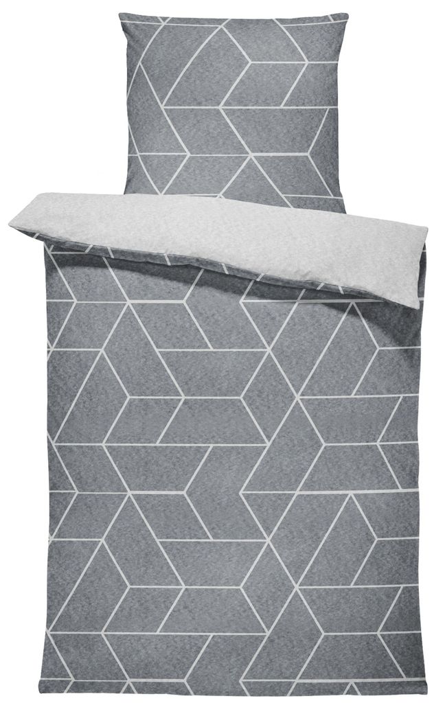4 teilig Winter Bettwäsche 135x200 cm geometrisch anthrazit Produktbild 
