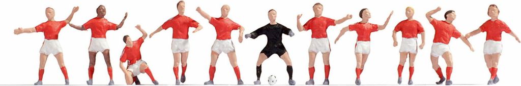 NOCH Fußballteam, handkolorierte Modellbau-Figuren aus Kunststoff, für die Spurweite TT, ideal für Fußball-Szenen