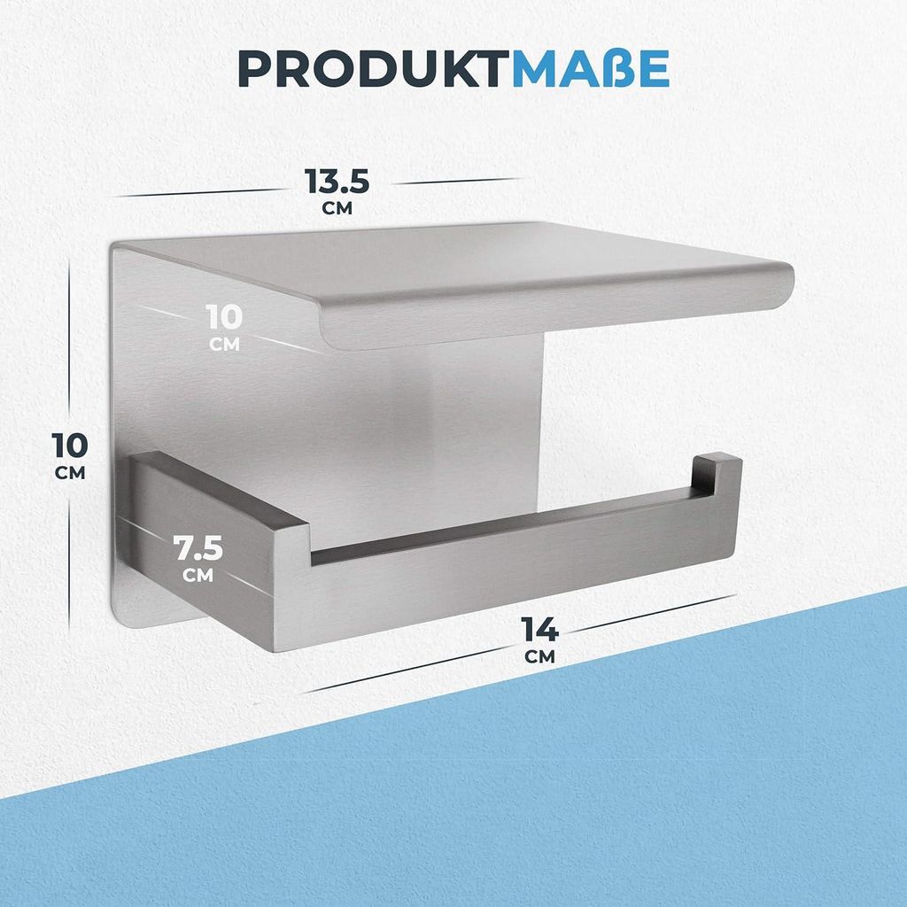 Famanu toiletrolhouder, boorvrij - Geborsteld roestvrij Productafbeelding 