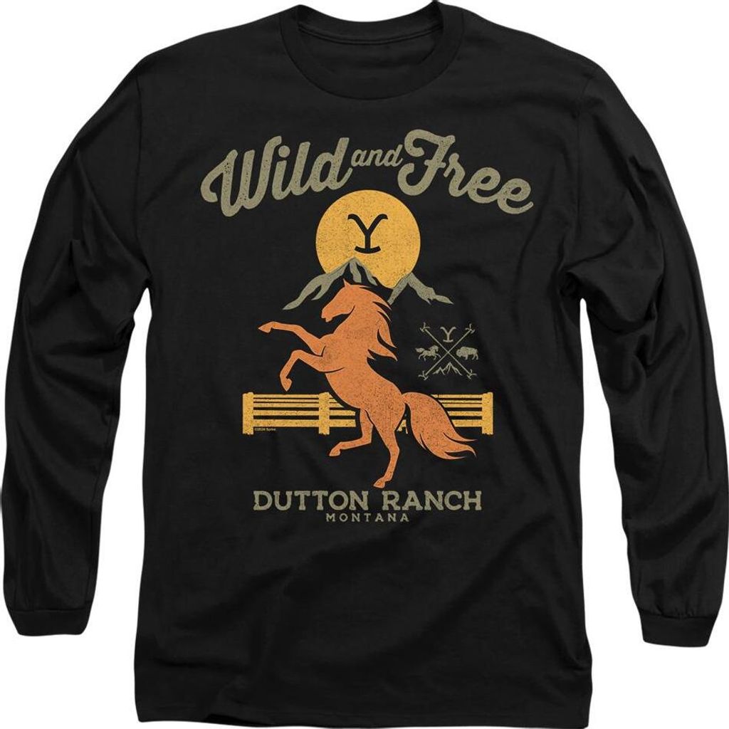 Yellowstone - "Wild & Free" T-Shirt für Herren/Damen Uni TV10259 (L) (Schwarz)