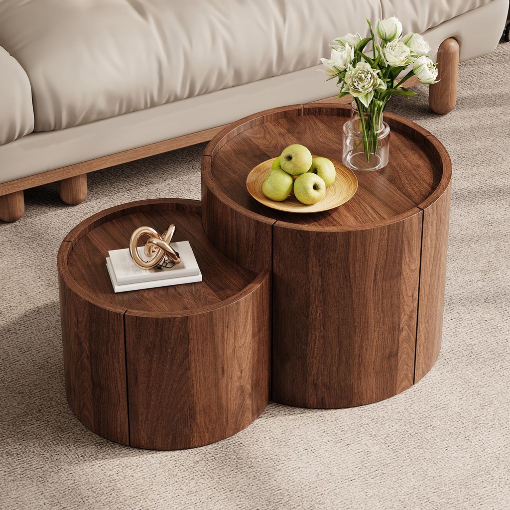 MODFU Runder Couchtische, Wohnzimmertisch mit Schubladen Produktbild 