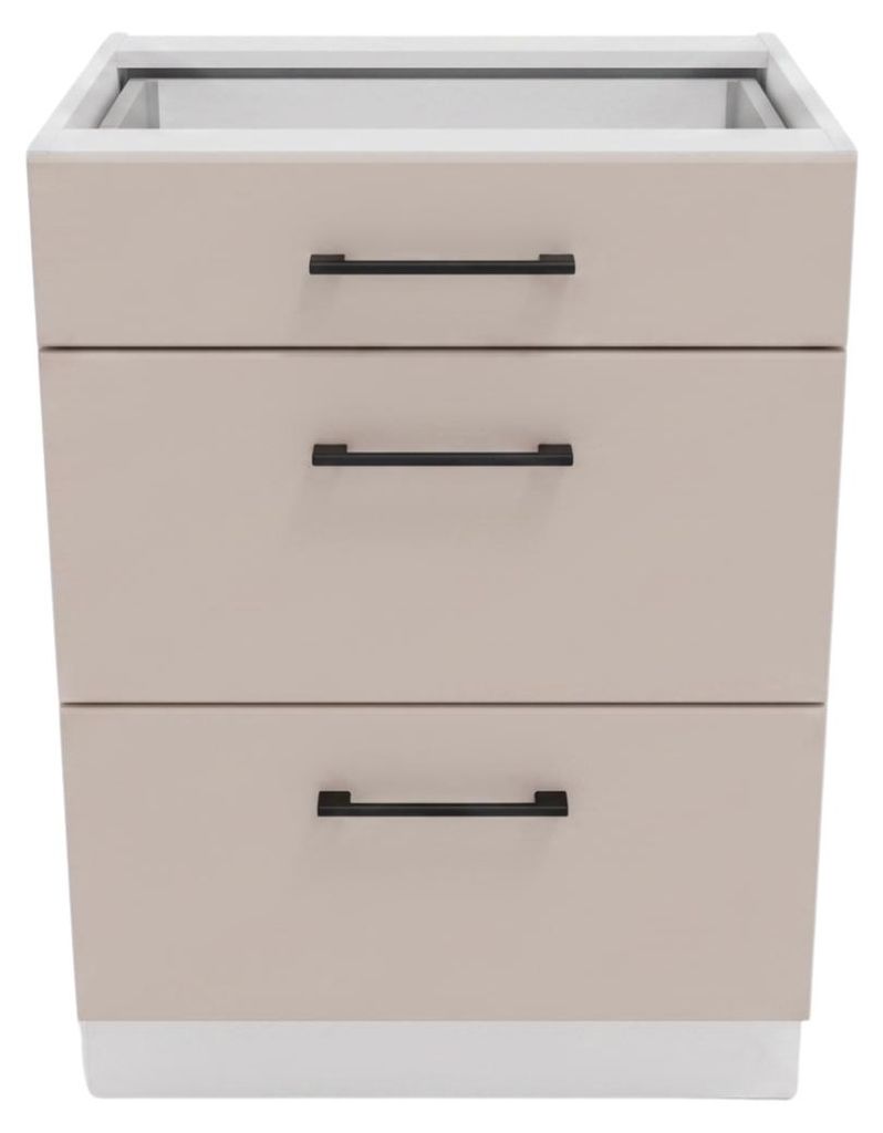 Küchenunterschrank 3 Schubladen - 60 cm - Beige matt - ohne Arbeitsplatte - Soft-Close-System