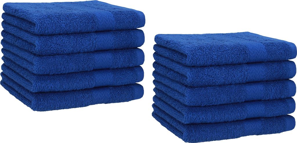 Betz 10 Stück Gästetücher 30x50 cm PREMIUM 100% Baumwolle Set Händehandtücher Farbe: royalblau