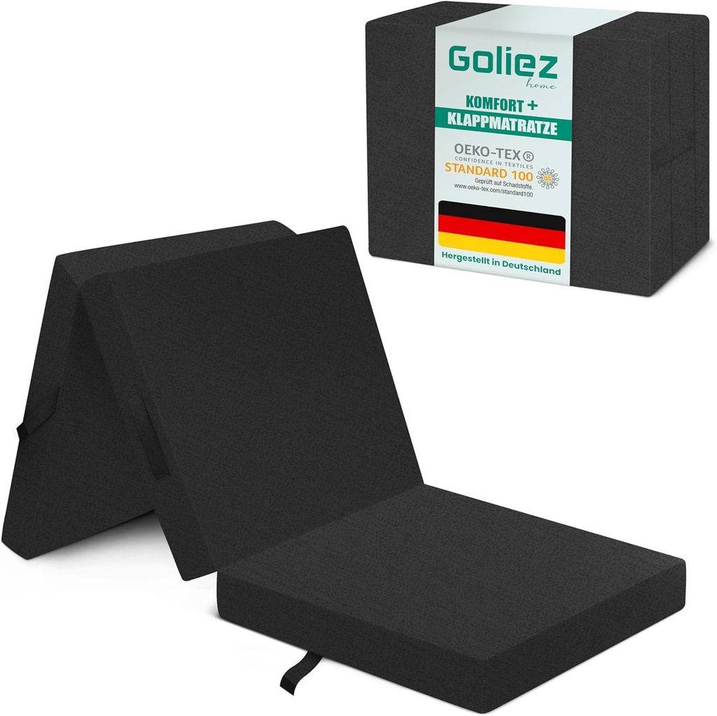 Goliez Komfort Gästematratze - Klappmatratze für Reisebett Bett und Sitzblock, Bezug Klappbare 195x80x10cm Grau