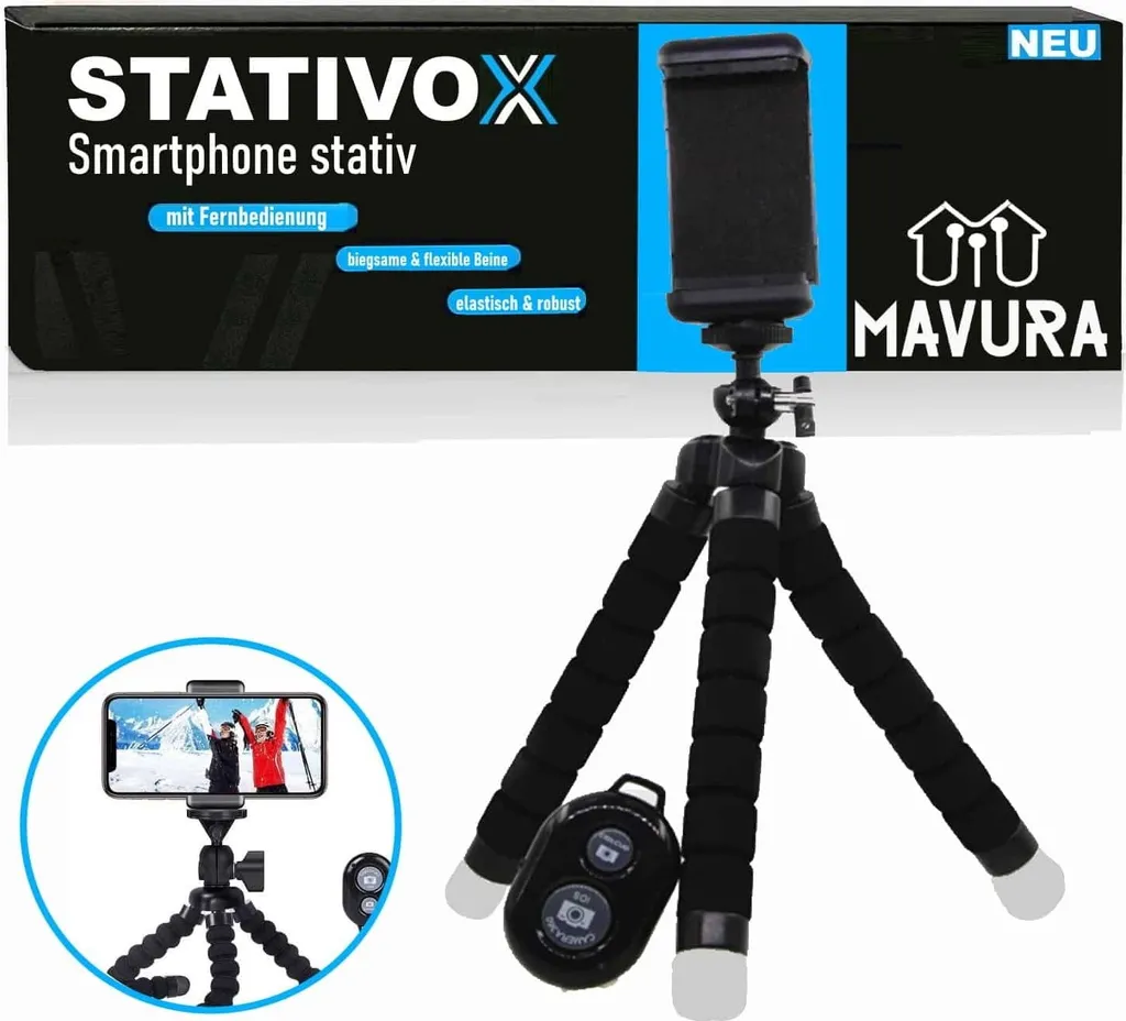 STATIVOX Treppiede Smartphone Flessibile - Supporto Cellulare Bluetooth