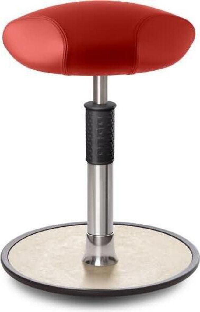 Sitz- Stehhocker Free Regular Triangel Boxmark Leder Rot chrom /cremeweiß.
